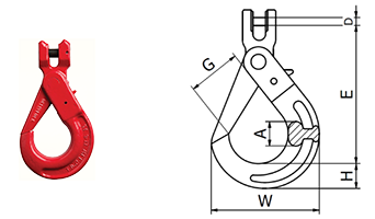 Clevis self locking hook