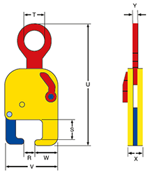 Lifting clamp horizontal ERC for lifting rail rails