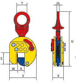 Lifting clamp vertical universal ESEU adjustable