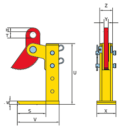 lifting grip horizontal for lifting EHSK sheet metal packages