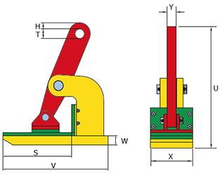 The horizontal ENMH lifting clamp (does not scratch the sheet metal surface)